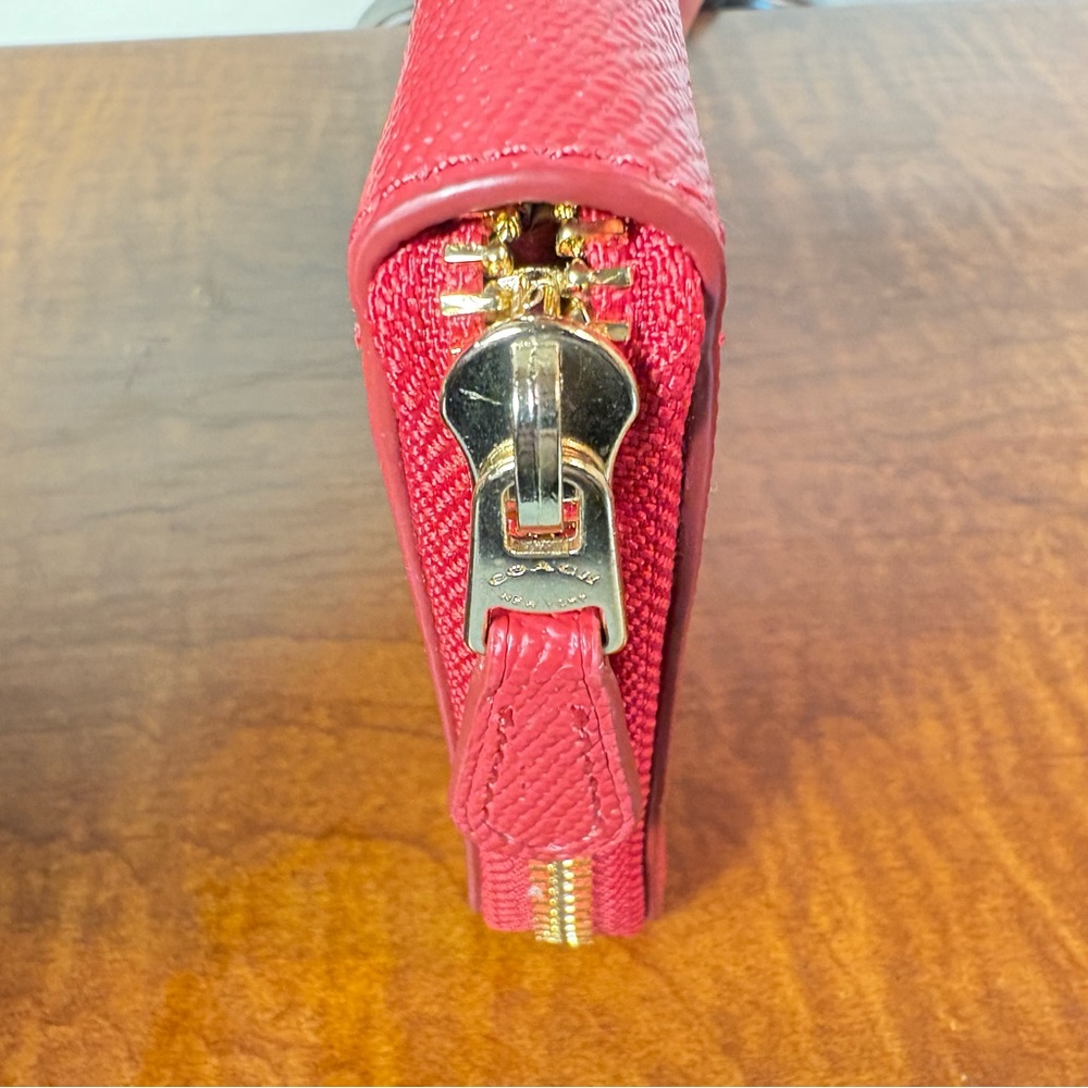 Coach Vibrant Red Textured Wallet - Picture 7 of 10